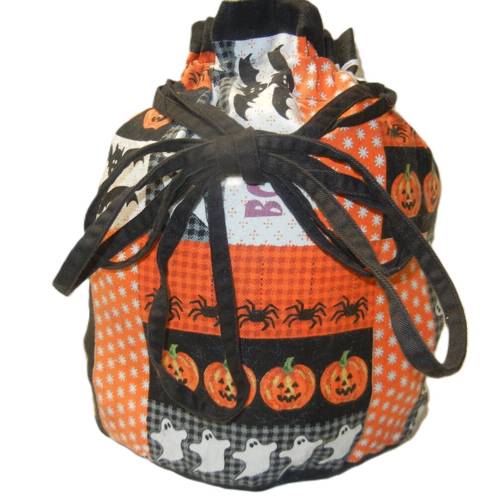 Halloween Trick Or Treat Candy Cotton Bag Pumpkins Ghosts Bats DJL